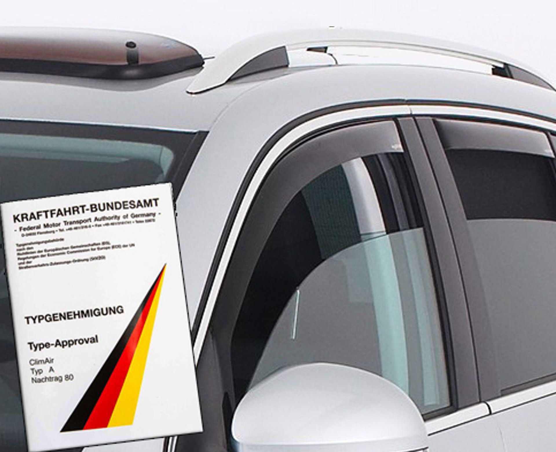 eine Typgenehmigung vom Kraftfahrt-Bundesamt vor einem Windabweiser