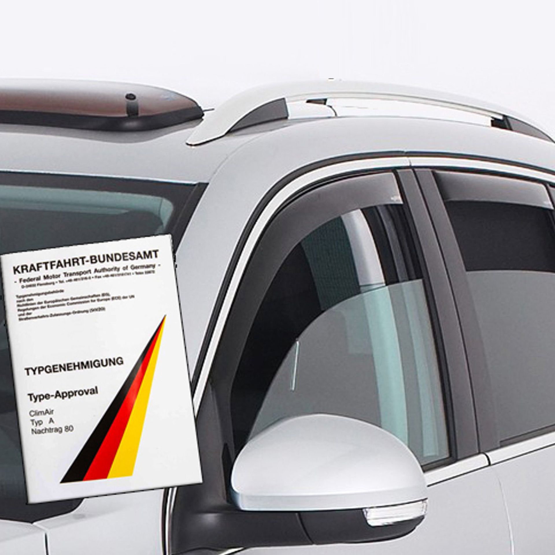 Type approval for wind deflectors in front of a car with a wind deflector