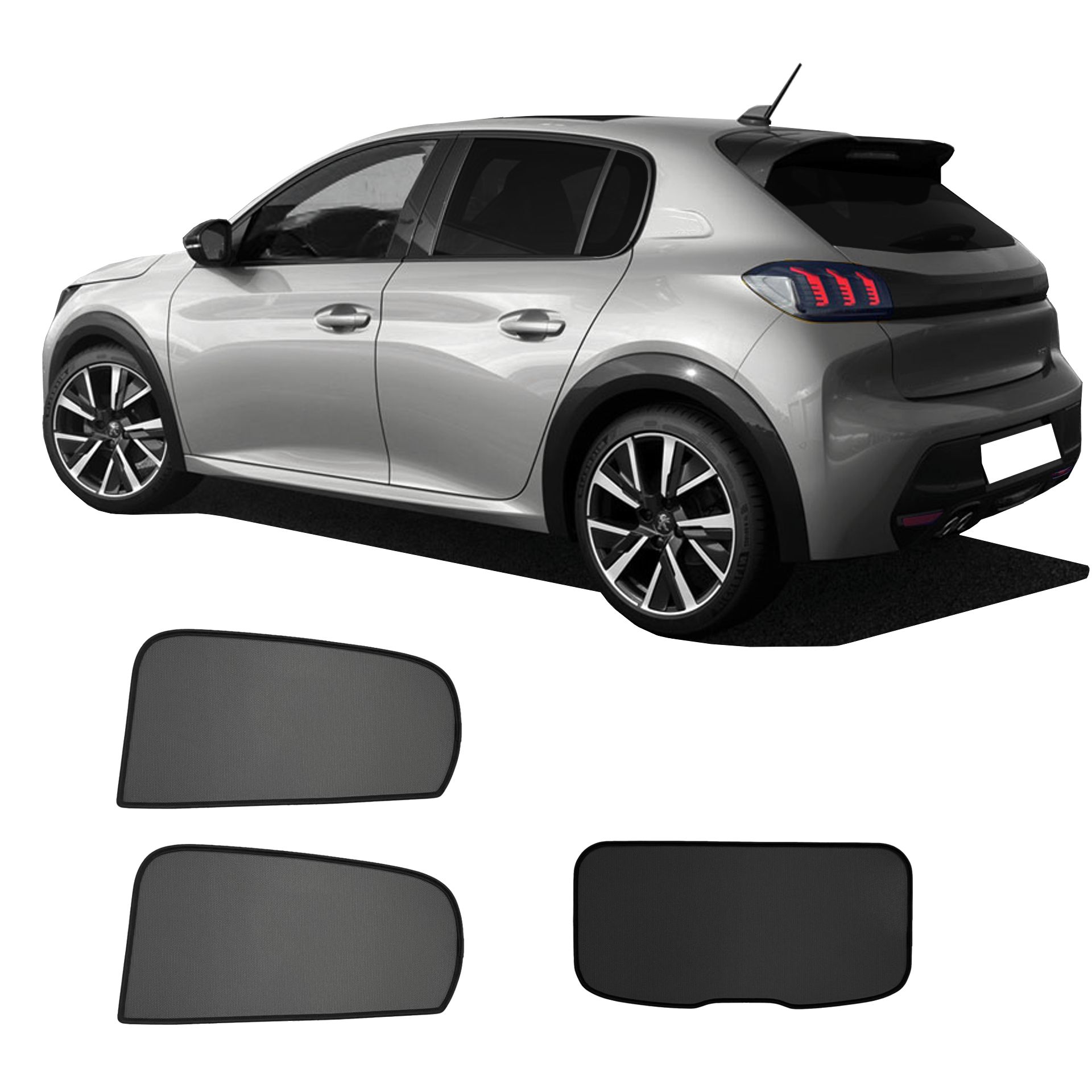 a Peugeot 208e with an AC set